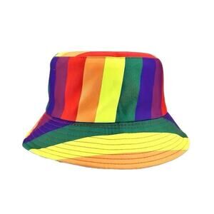 Rainbow Multicolor Striped Reversible Bucket Hat